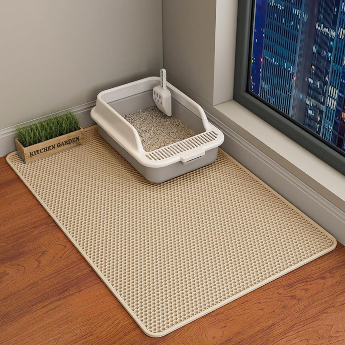 HCY And WLD cat litter mat front view trapping scattered pet litter