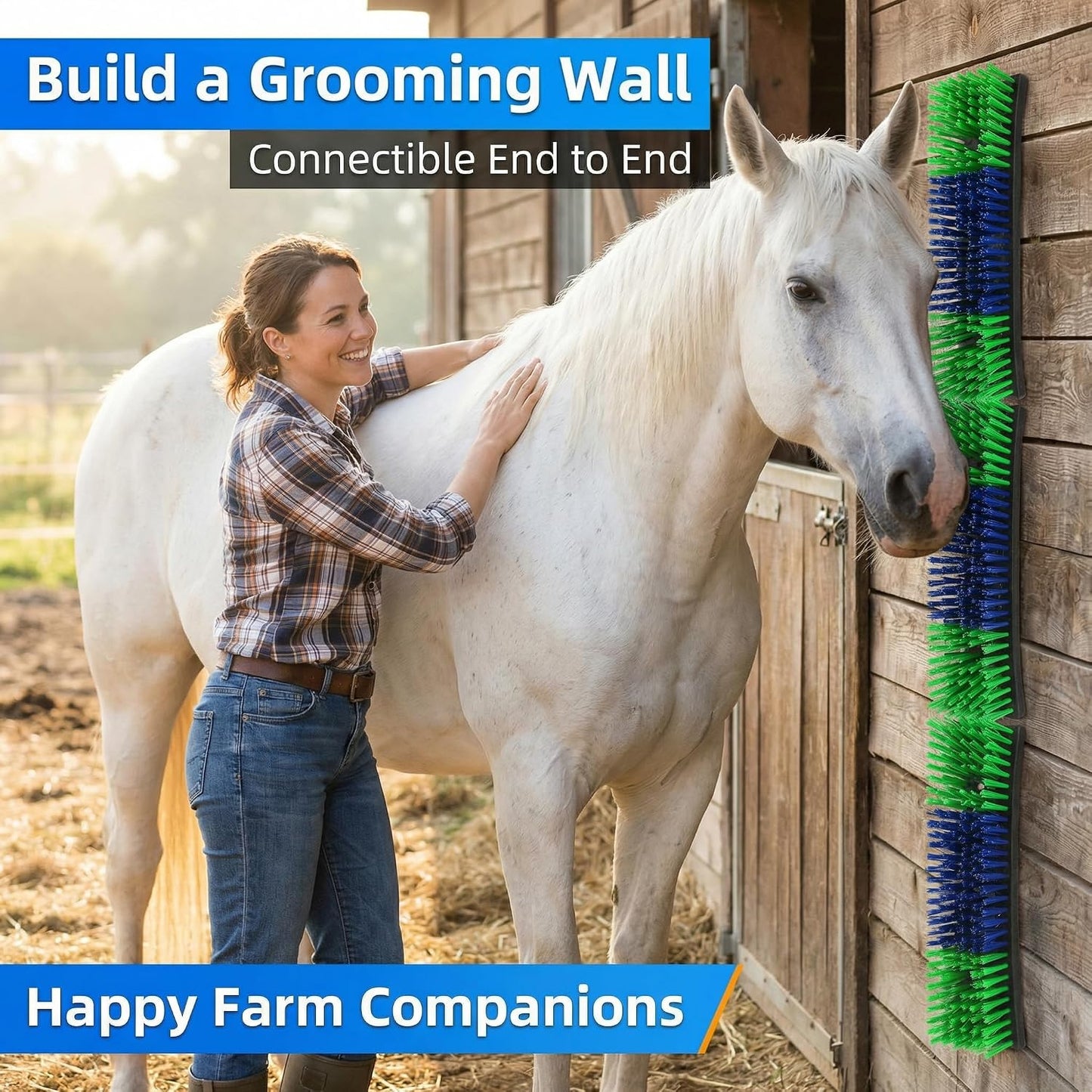Side angle view of the REVAXUP animal grooming brush demonstrating bristle thickness and length.