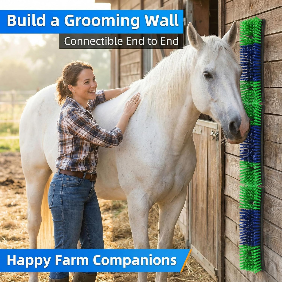 Side angle view of the REVAXUP animal grooming brush demonstrating bristle thickness and length.