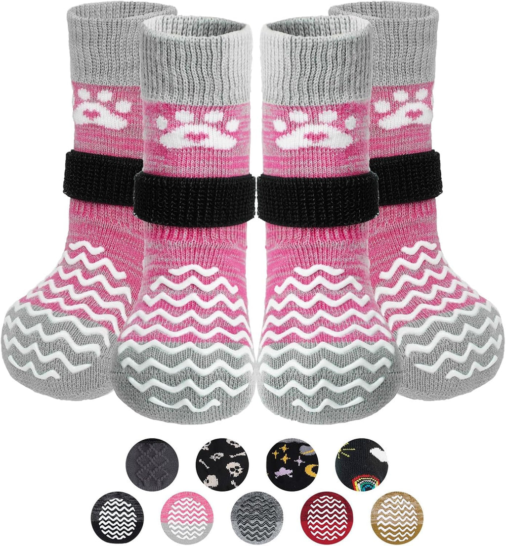 PUPTECK Anti Slip Dog Socks with Double Grippers for Hardwood Floors, Shoes for Hot/Cold Pavement, Boots & Paws Protectors to Prevent Licking, Traction Booties for Senior Small Large Dogs - Image 9