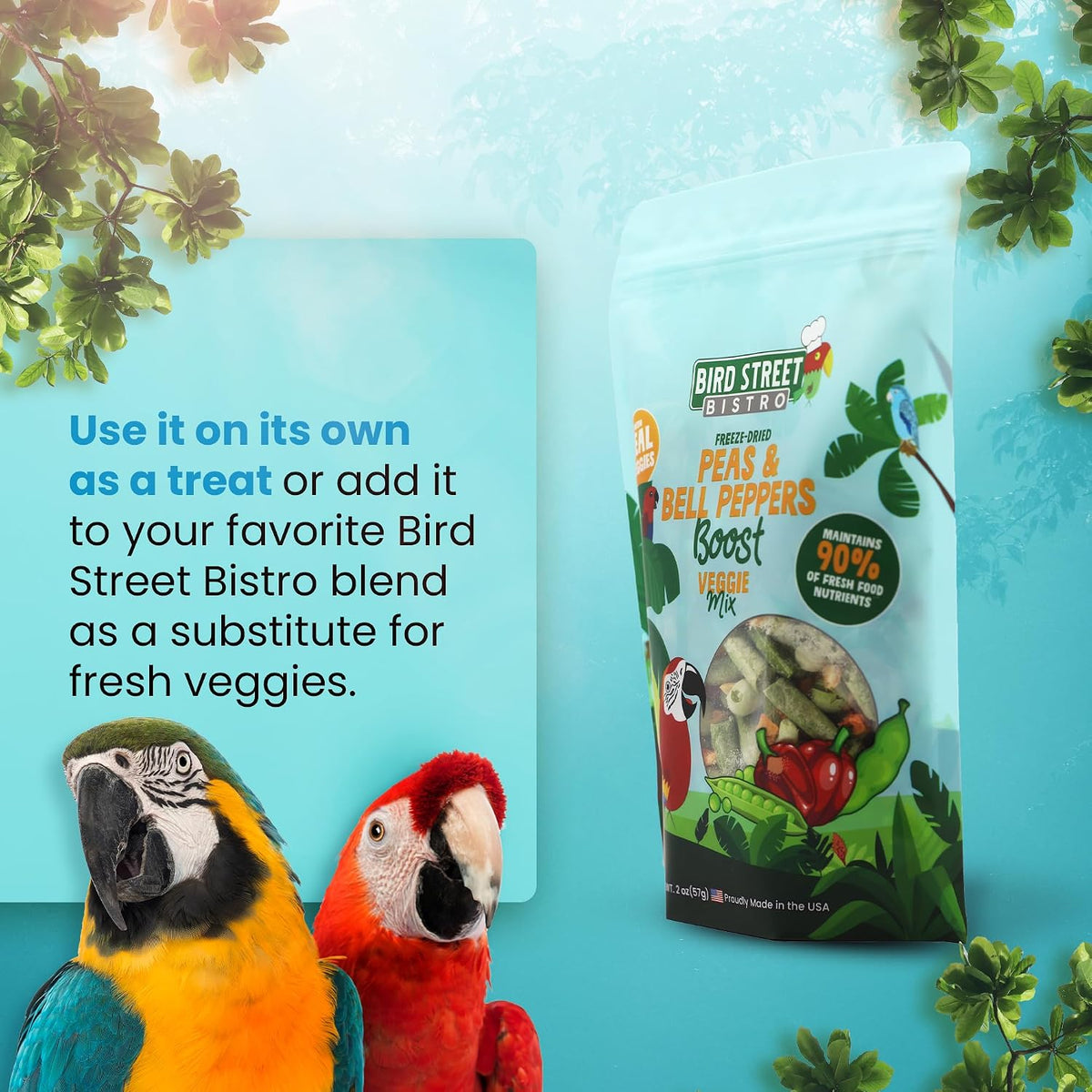 Healthy bird food topper in a bowl for cockatiels