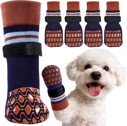 Kuoser Dog Socks for Hardwood Floors Anti Slip, Grippy Socks for Dogs to Prevent Licking Paws, Comfy Booties Dog Anti Scratch Socks Pet Protectors for Jnjured Paw, 4 Pack-S - Image 13