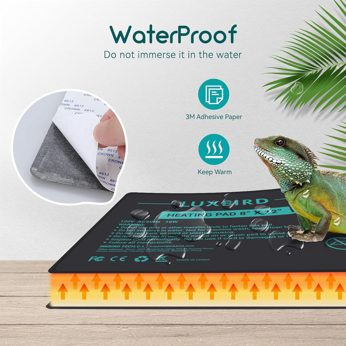 Luxbird 8x12 inch heating mat dimensions and flexible surface