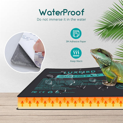 Two 8x12 inch Luxbird heating mats arranged for terrarium setup
