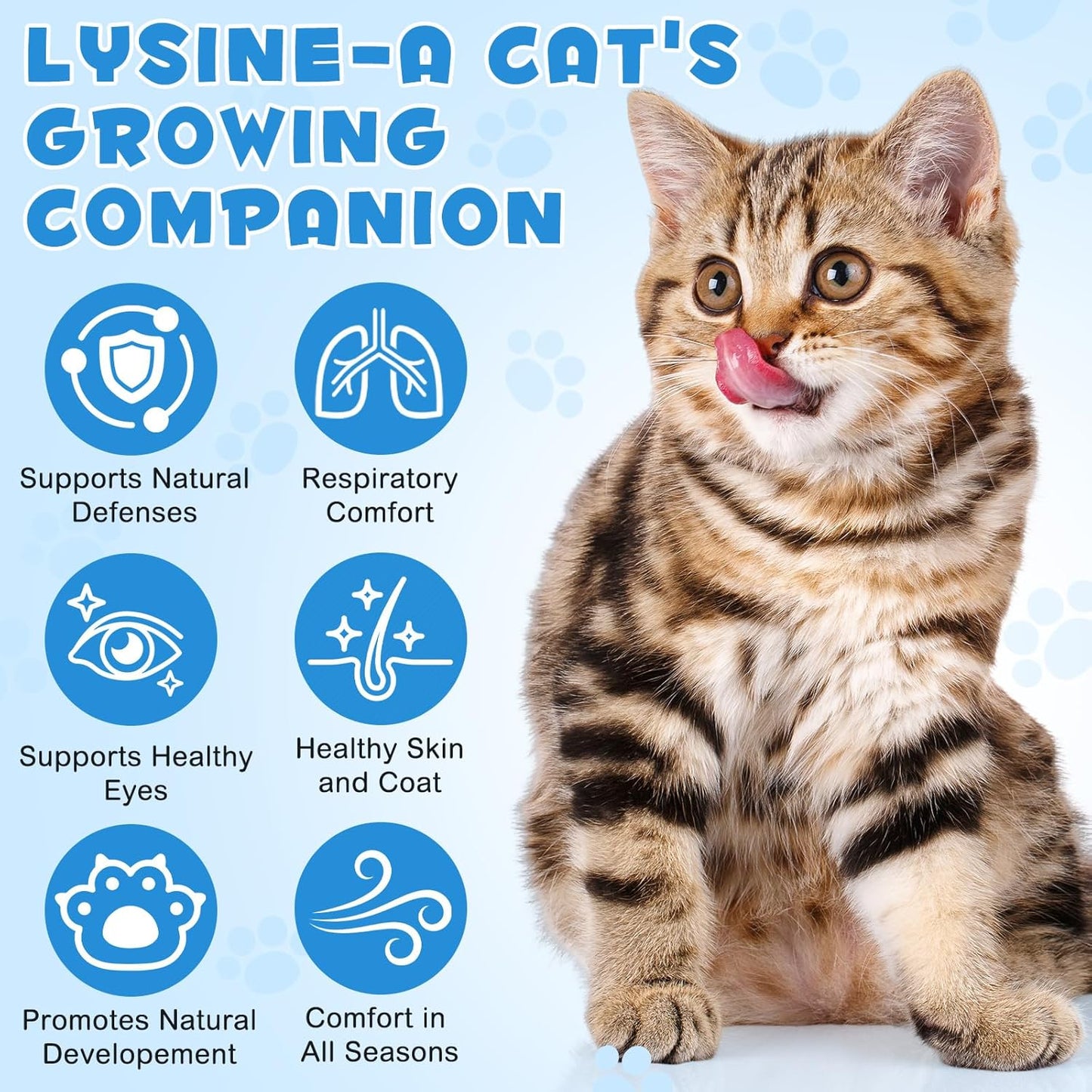 Cat supplement for sneezing and runny nose relief back label details.