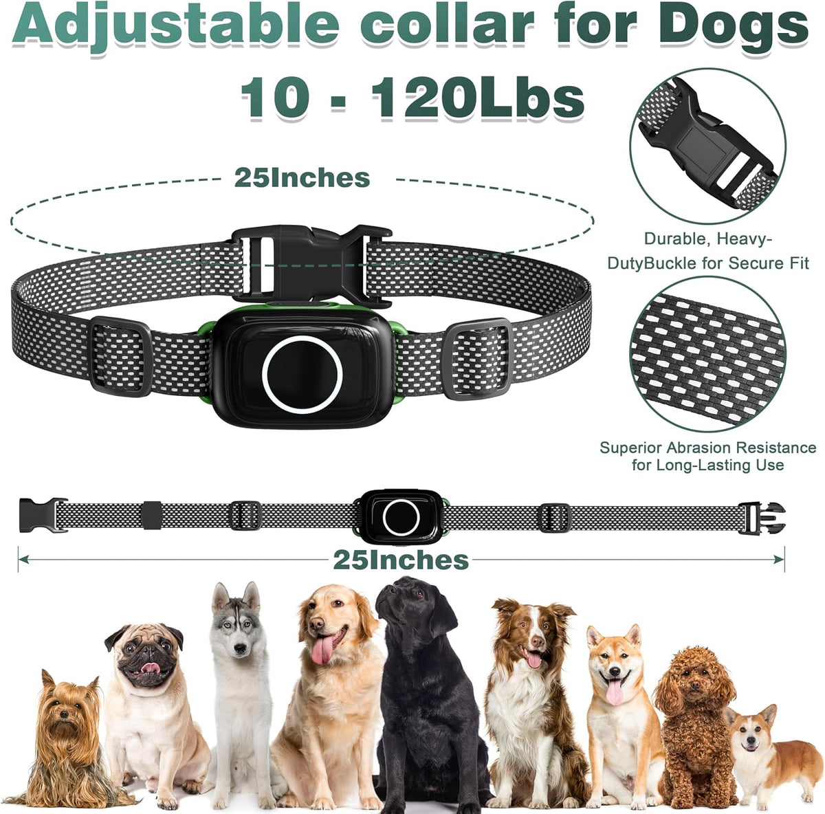 Patpet 4-in-1 electric dog fence training collar system with remote control transmitter and waterproof receiver