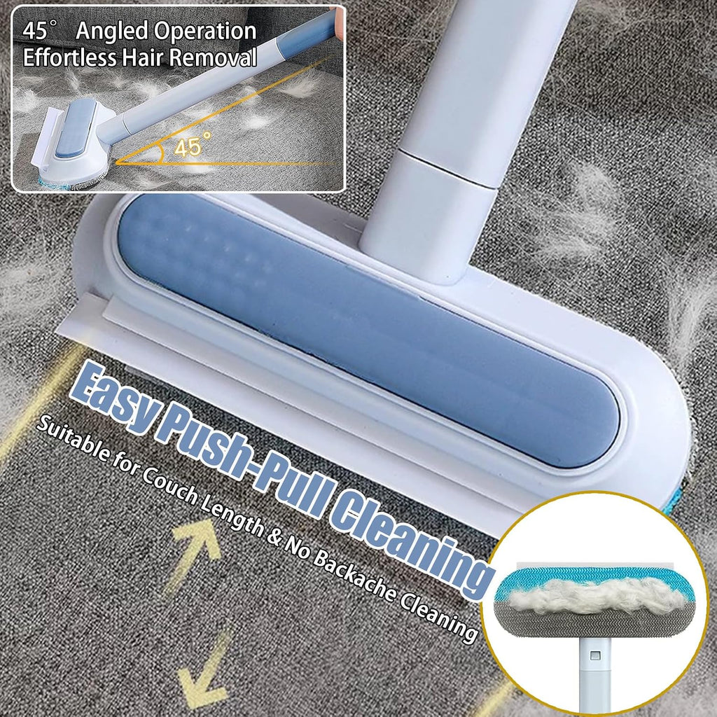 Textured back side of 4-in-1 pet cleaner performing wet dusting on window screen