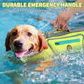 Adjustable dog swimming vest with neoprene rescue handle on the top back panel.