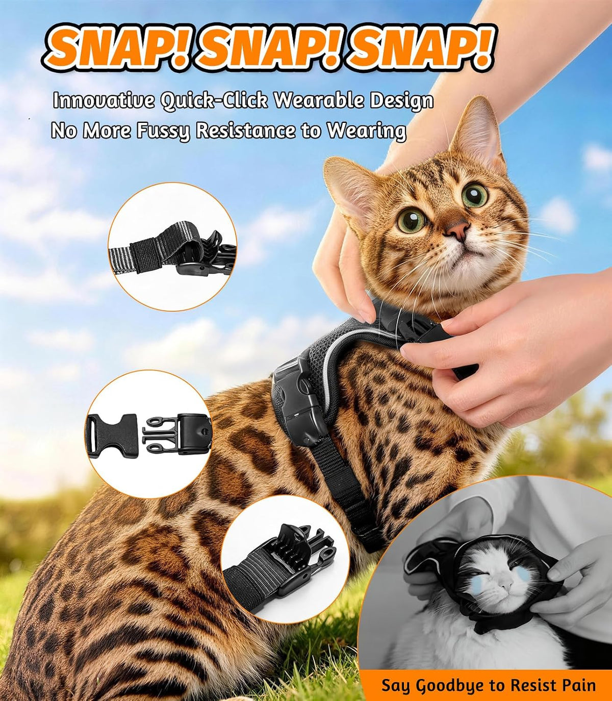 Cat Harness and Leash for Walking, Escape Proof Adjustable Vest Harness - Image 4