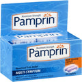 Pamprin Maximum Strength Multi-Symptom Menstrual Relief Tablets front view three pack for period symptom support