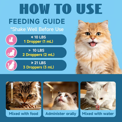 Brightbarki taurine drops for cats showing allergen free formula details