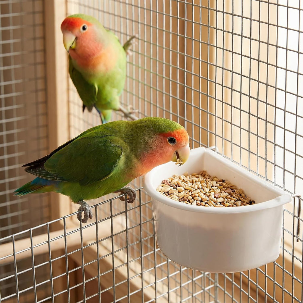 Exclaith white plastic bird waterer for wire cages