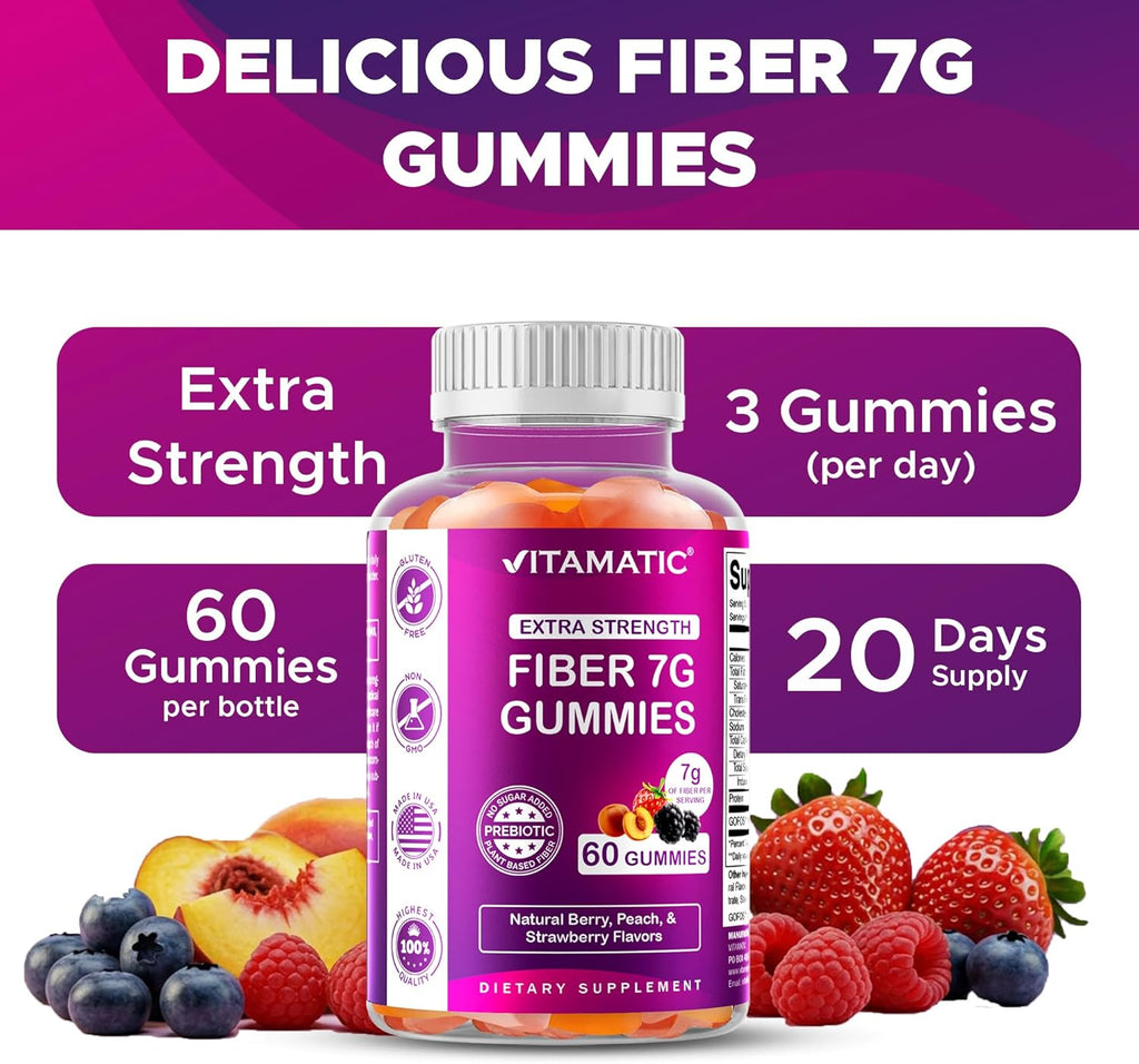 Vitamatic 7g fiber gummies ingredient highlights