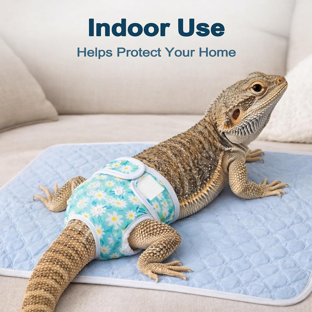 Blue extra small reptile diaper with daisy pattern