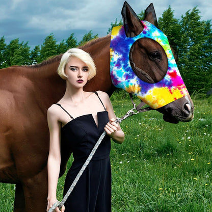 Close up of horse fly mask ear protection design