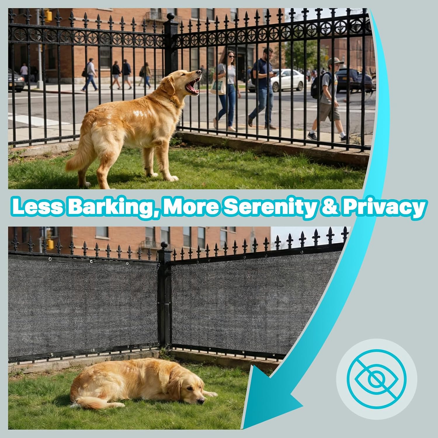 Amgo ultraviolet block privacy screen mounted on an outdoor chicken coop setup