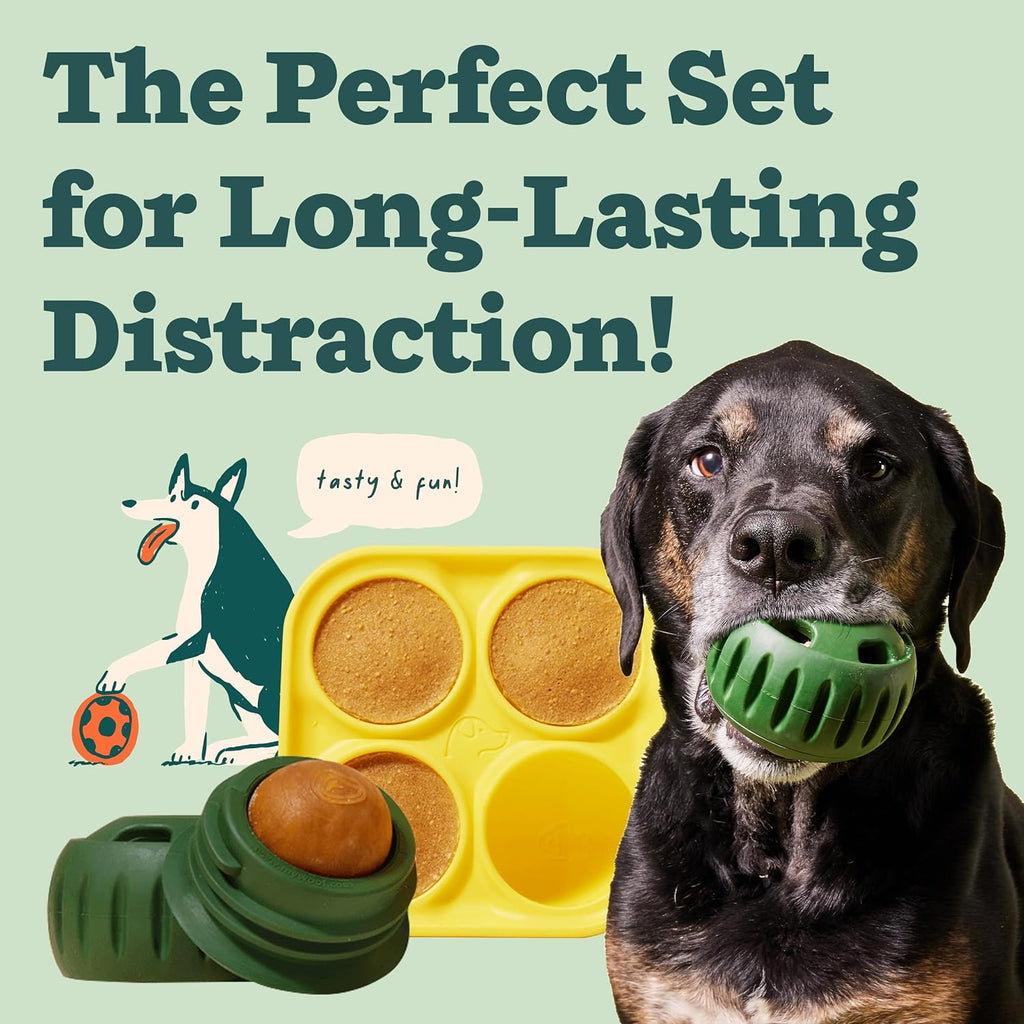 Woof interactive dog toy showing the fillable center for treat insertion