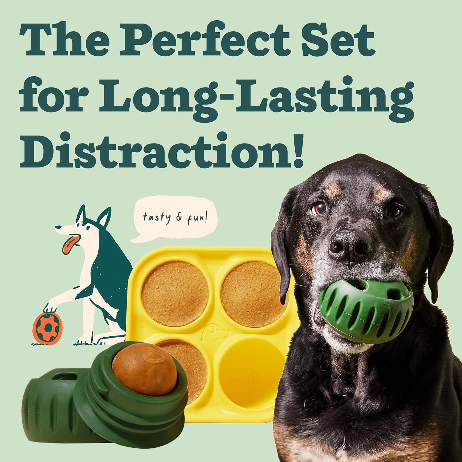 Woof interactive dog toy showing the fillable center for treat insertion