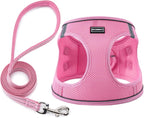 BOOMIBOO dog harness with leash set front view pink step in vest for small dogs