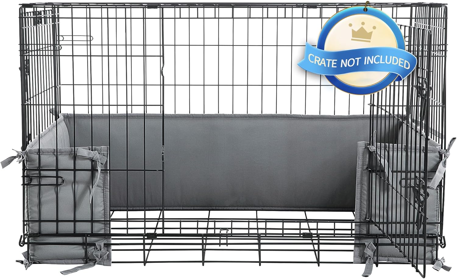 HOMBYS dog crate bumper front view inside a wire kennel cage