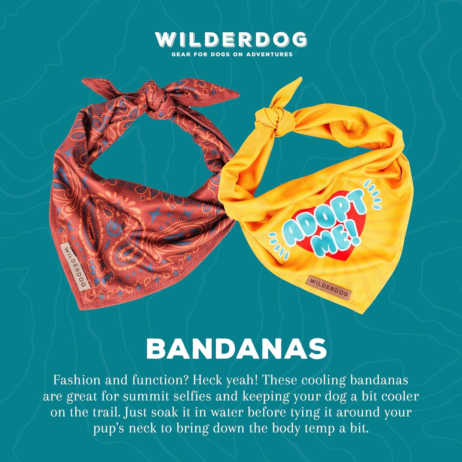 Wilderdog quick dry pet bandana fabric detail close up view
