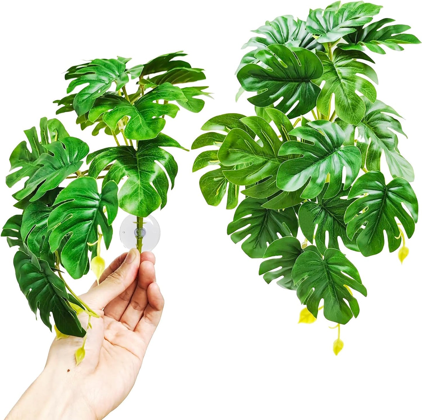 Woyrise Reptile Plants 2 Pack artificial Monstera terrarium decor