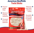 Small dog enjoying a Pet Factory American beefhide dental chew
