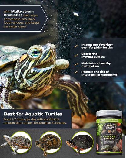 Imported USA authentic turtle food for picky eaters close up view