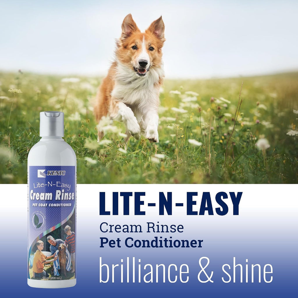 Side profile of Kenic pet cream rinse bottle with dispensing cap