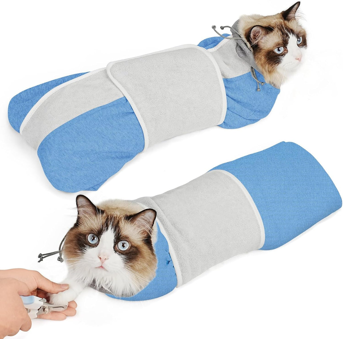 Close up of self-adhesive fabric on Supet cat wrap