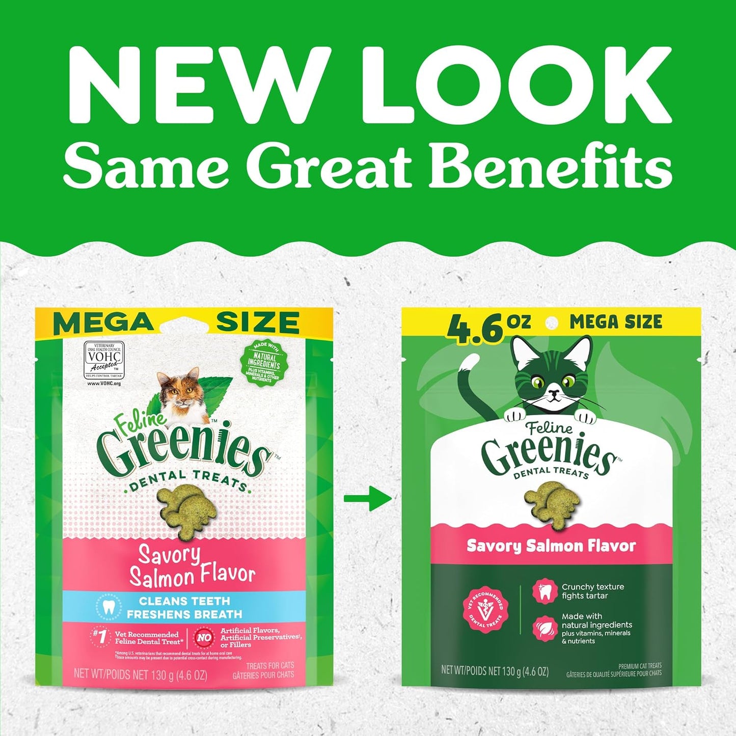 Greenies natural cat dental treats packaging back instructions