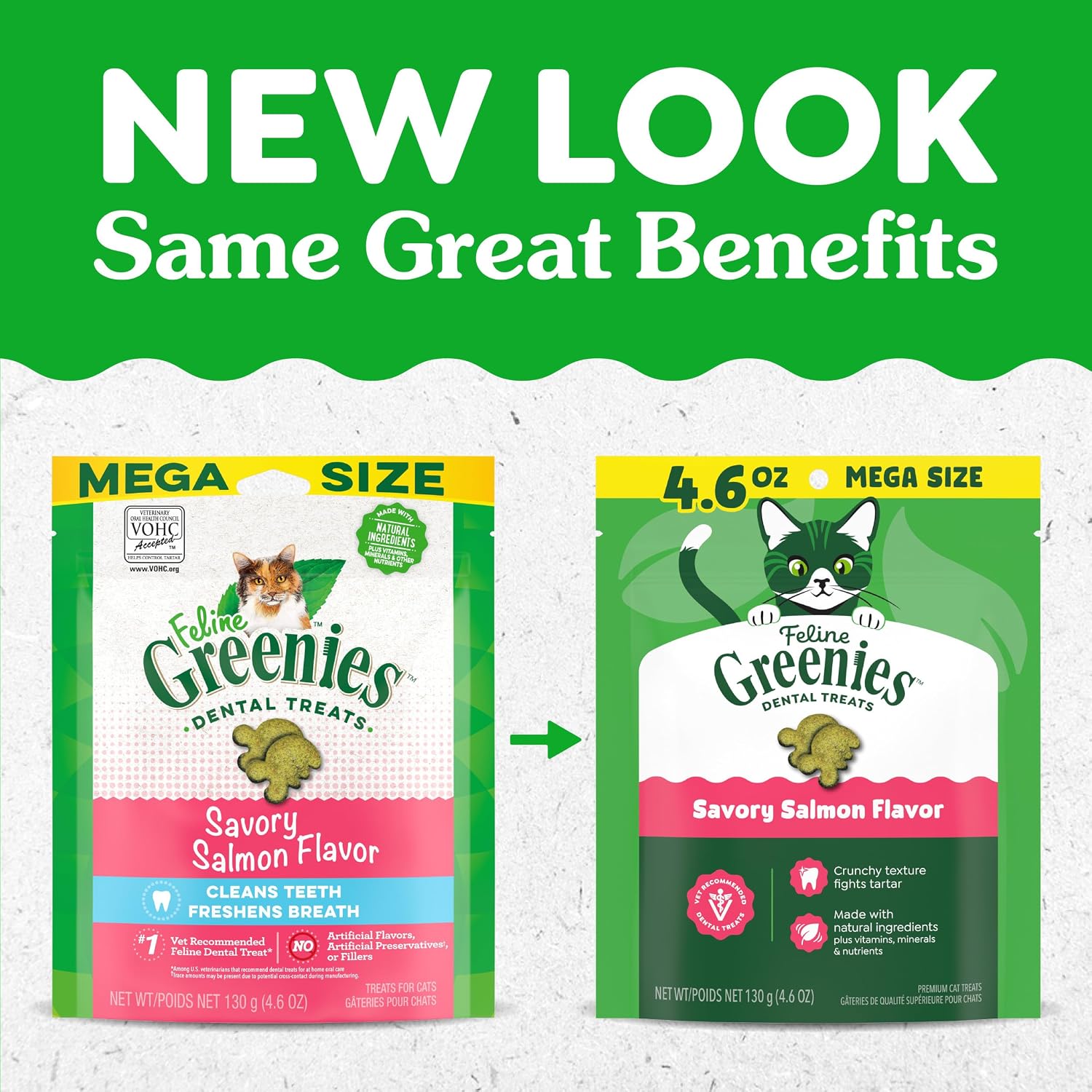 Greenies natural cat dental treats packaging back instructions