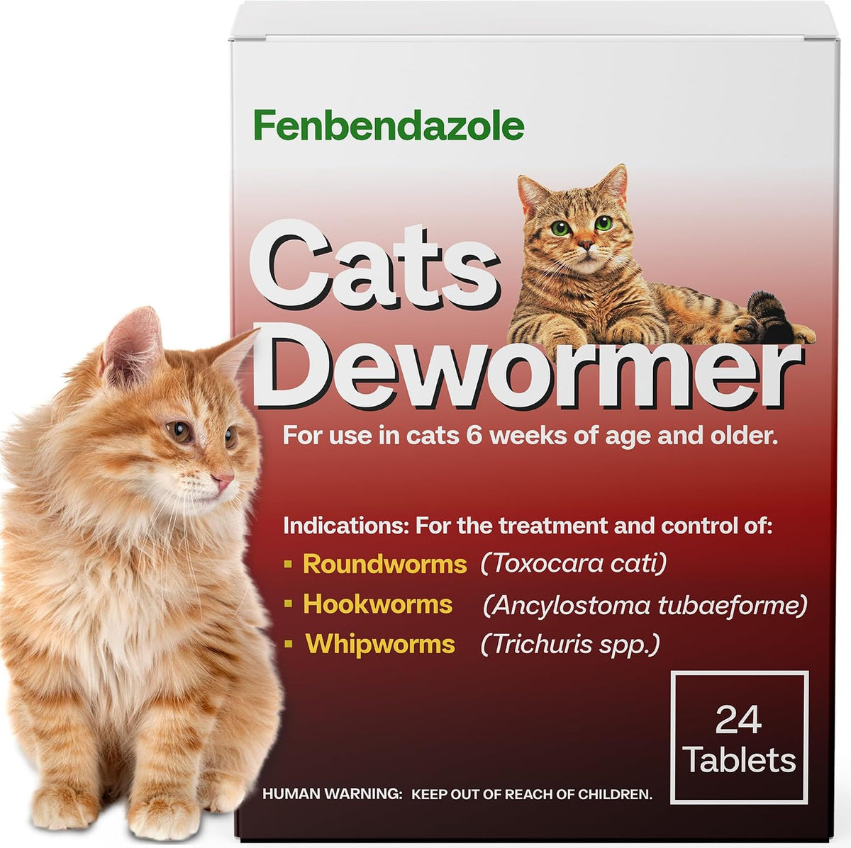 Netrca Dewormer for Cats and Kittens front view packaging showing 24 tablets