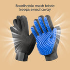 Back view of delomo grooming gloves with adjustable wrist strap.