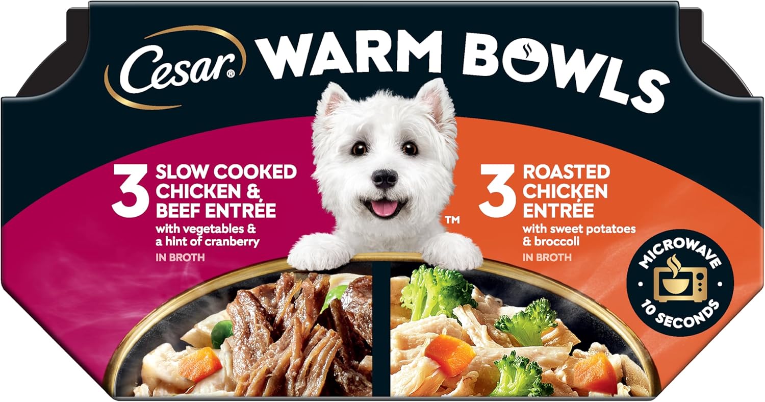 Cesar Warm Bowls Wet Dog Food Chicken & Beef Entre with Vegetables & a Hint of Cranberry in Broth, Wet Food for Dogs, 2.7 oz Bowls, 10 Count - Image 12
