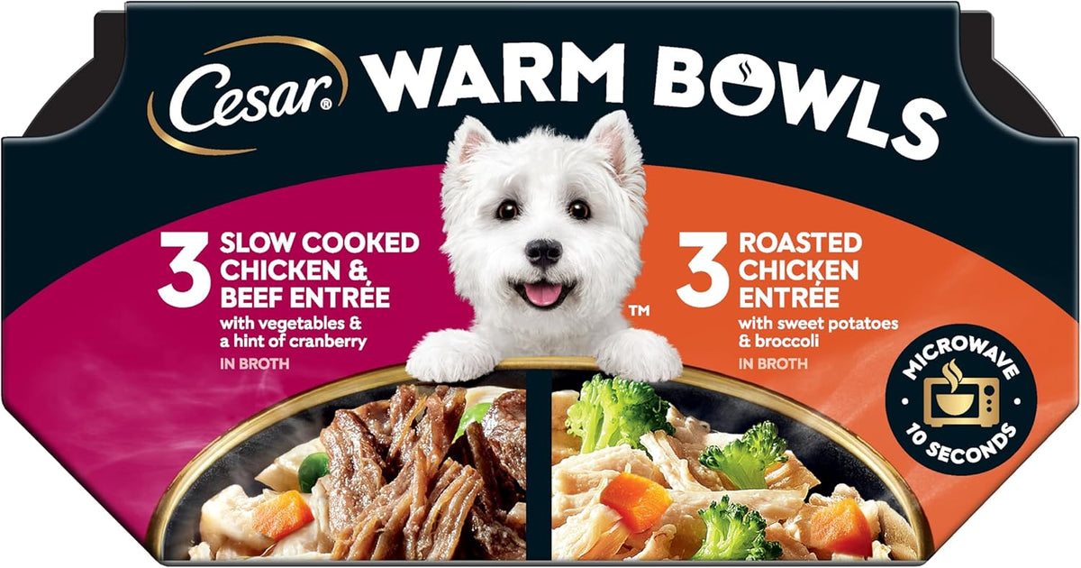 Cesar Warm Bowls Wet Dog Food Chicken & Beef Entre with Vegetables & a Hint of Cranberry in Broth, Wet Food for Dogs, 2.7 oz Bowls, 10 Count - Image 12