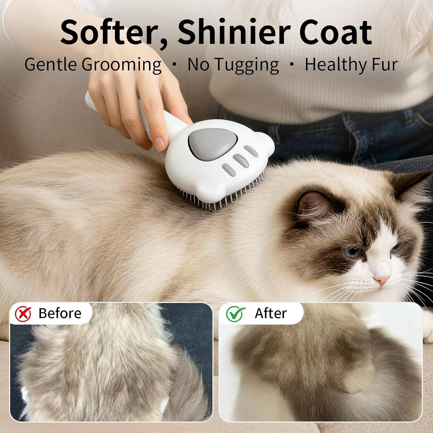 Ziofy cat and dog grooming brush ergonomic handle