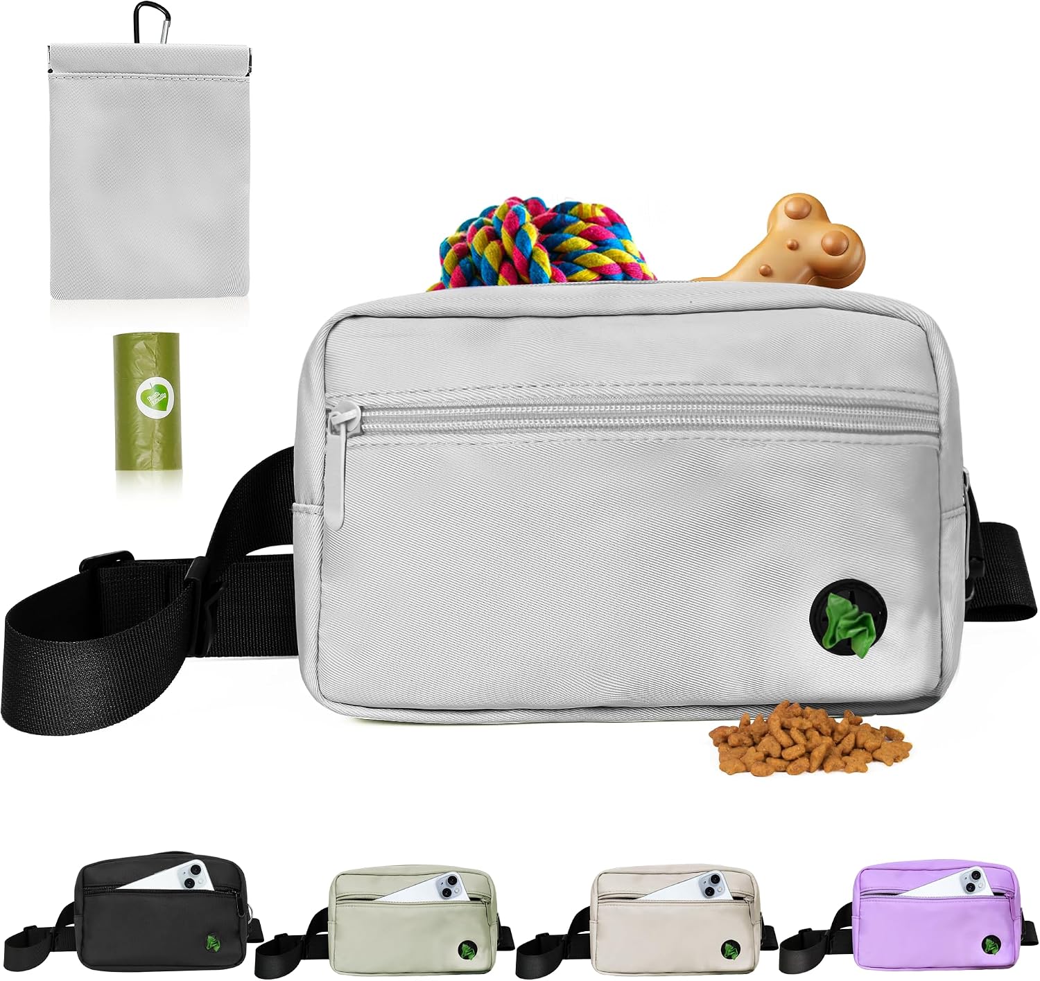 Puppy Dog Treat Pouches for Pet Training Treat Bag, Dog Walking Fanny Pack with Carabiner, Built-in Poop Bag Dispenser & Reuse Dog Poop Holder, Puppy Pet Treat Waist Belt (Black) - Image 11