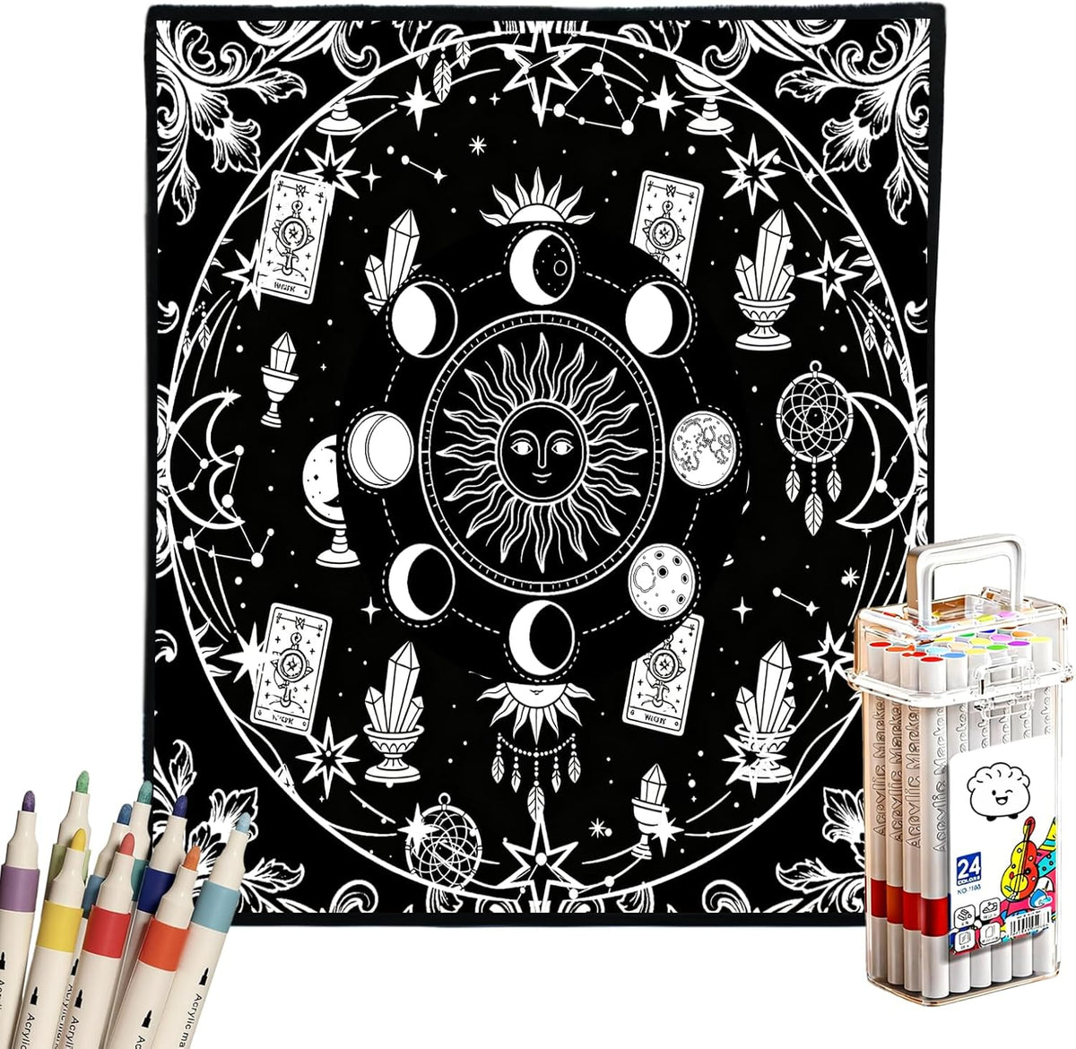 DIY Coloring Blanket for Adults, Color Your Own Velvet Blanket with 24 Washable Markers, Soft Cozy Coloring Kit for Home Decor & Daily Use, Unique Birthday Gift (Cats & Dogs) - Image 13
