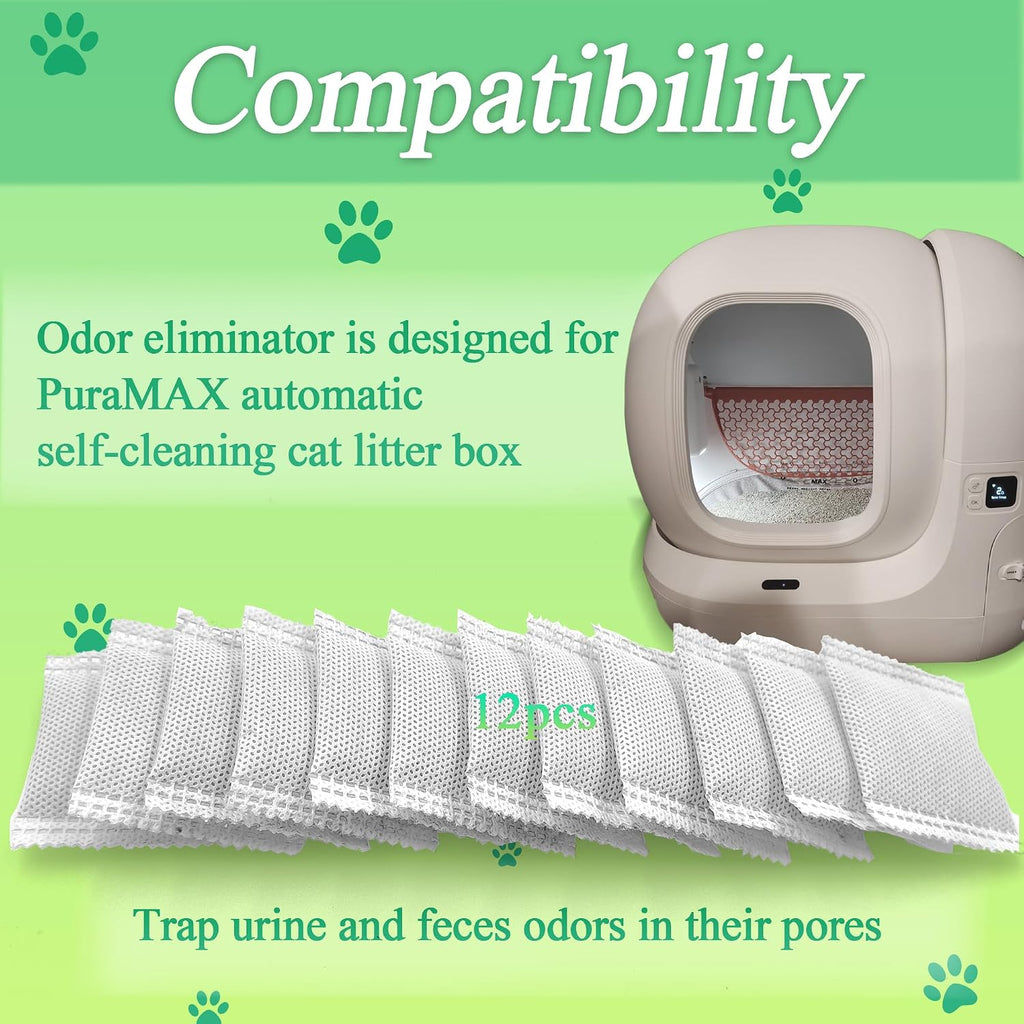 PurifyLogix twelve piece pack of individually sealed litter box odor absorbers