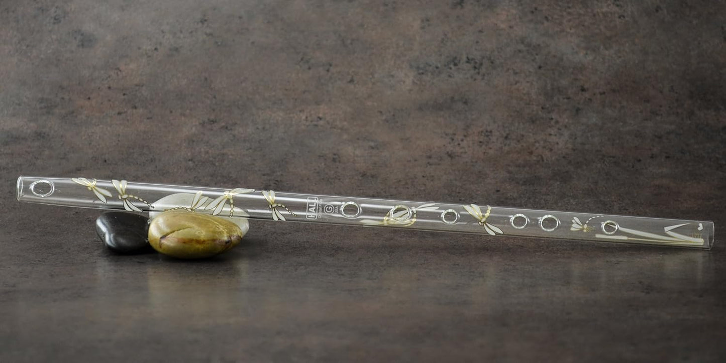 Hall Crystal Flute in G showing the six inline tone holes for traditional fingering