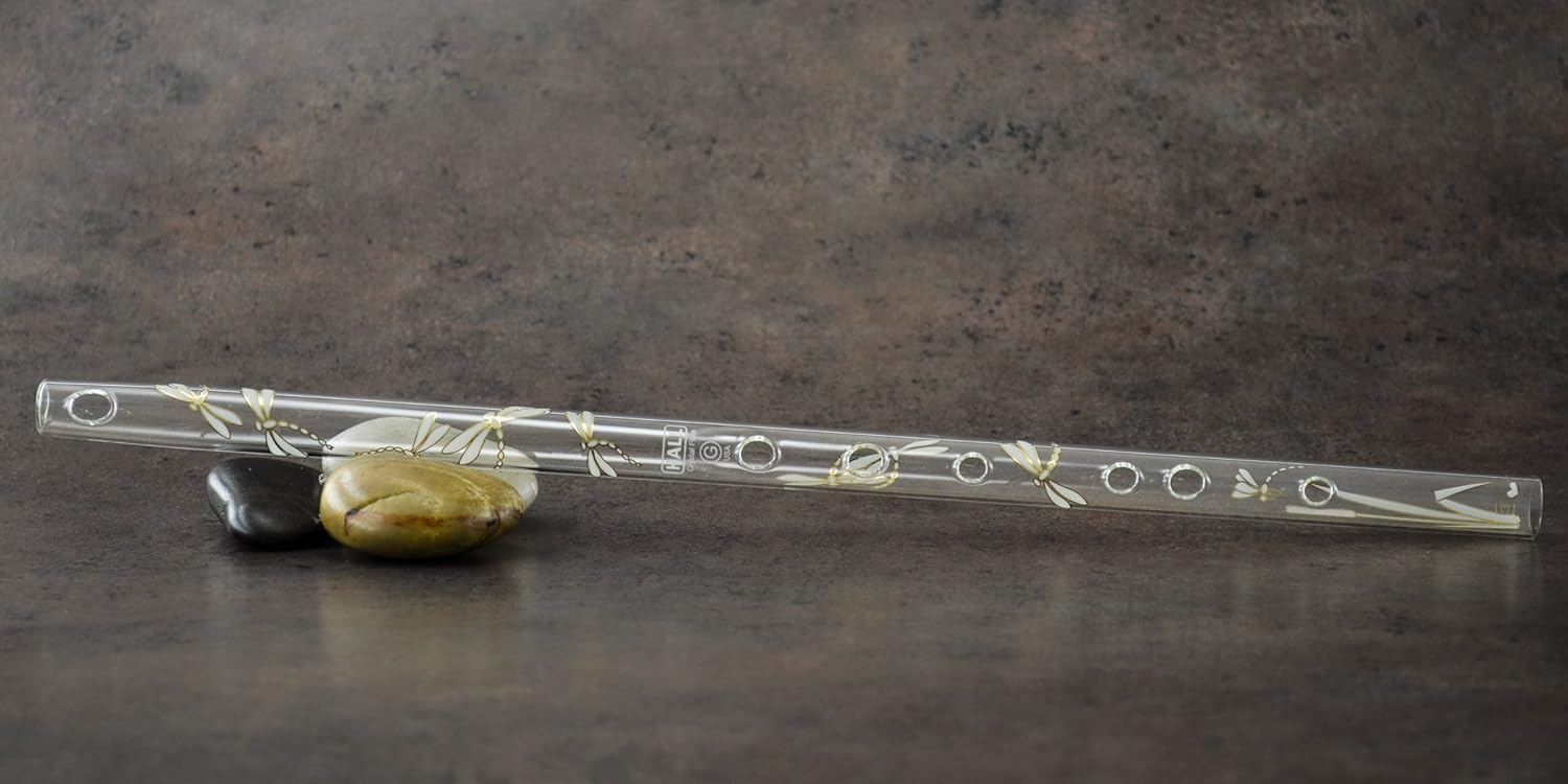Hall Crystal Flute in G showing the six inline tone holes for traditional fingering