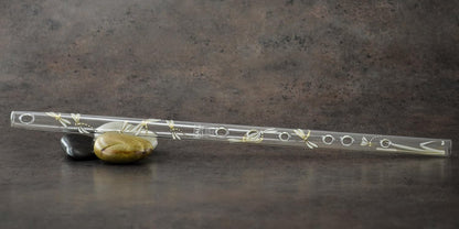 Hall Crystal Flute in G showing the six inline tone holes for traditional fingering