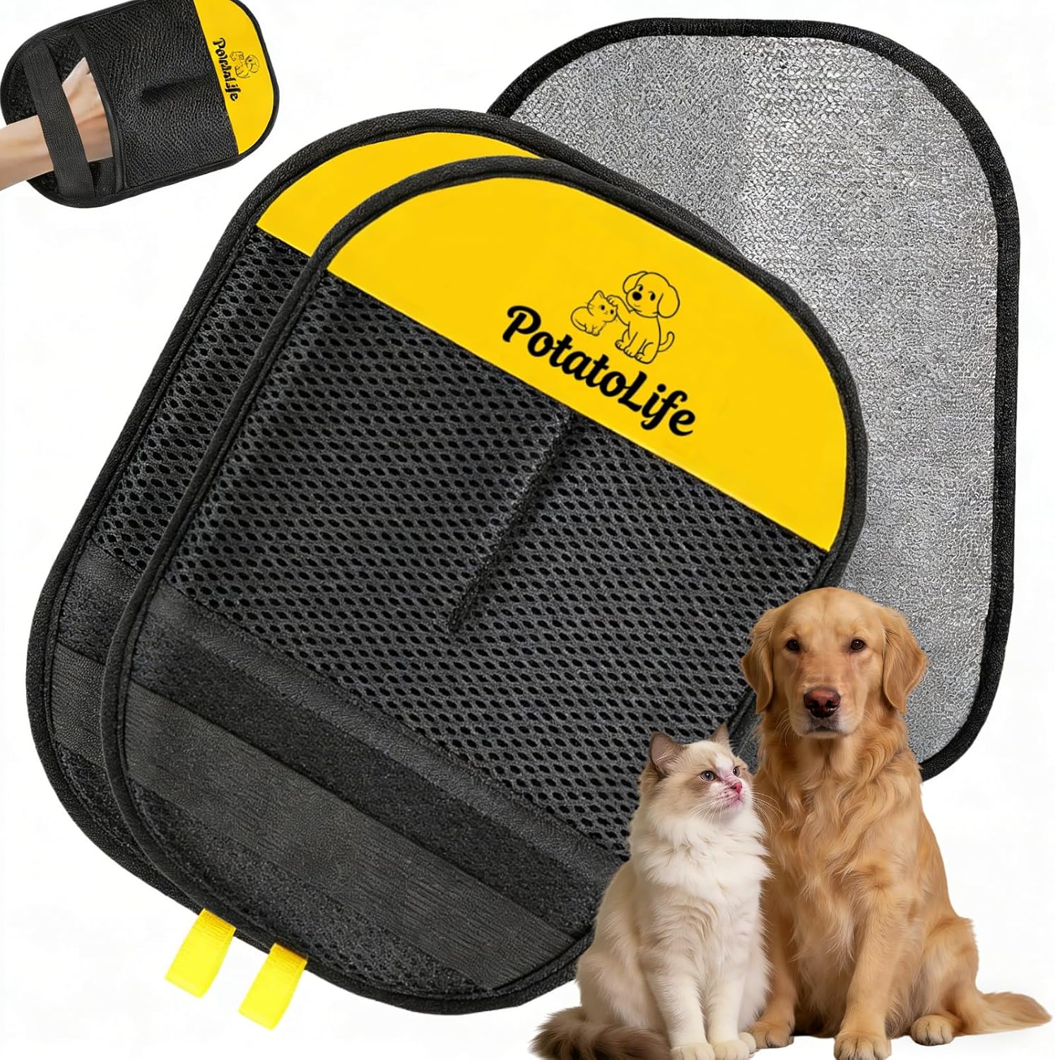 PotatoLife Pet Hair Removal Mitt, Upgraded Reusable Electrostatic Washable Fur Remover for Dogs Cats, Grooming Mitt for Couch, Sofa, Furniture, Carpet, Clothing and Car Seat, Small, 1PCS - Image 10
