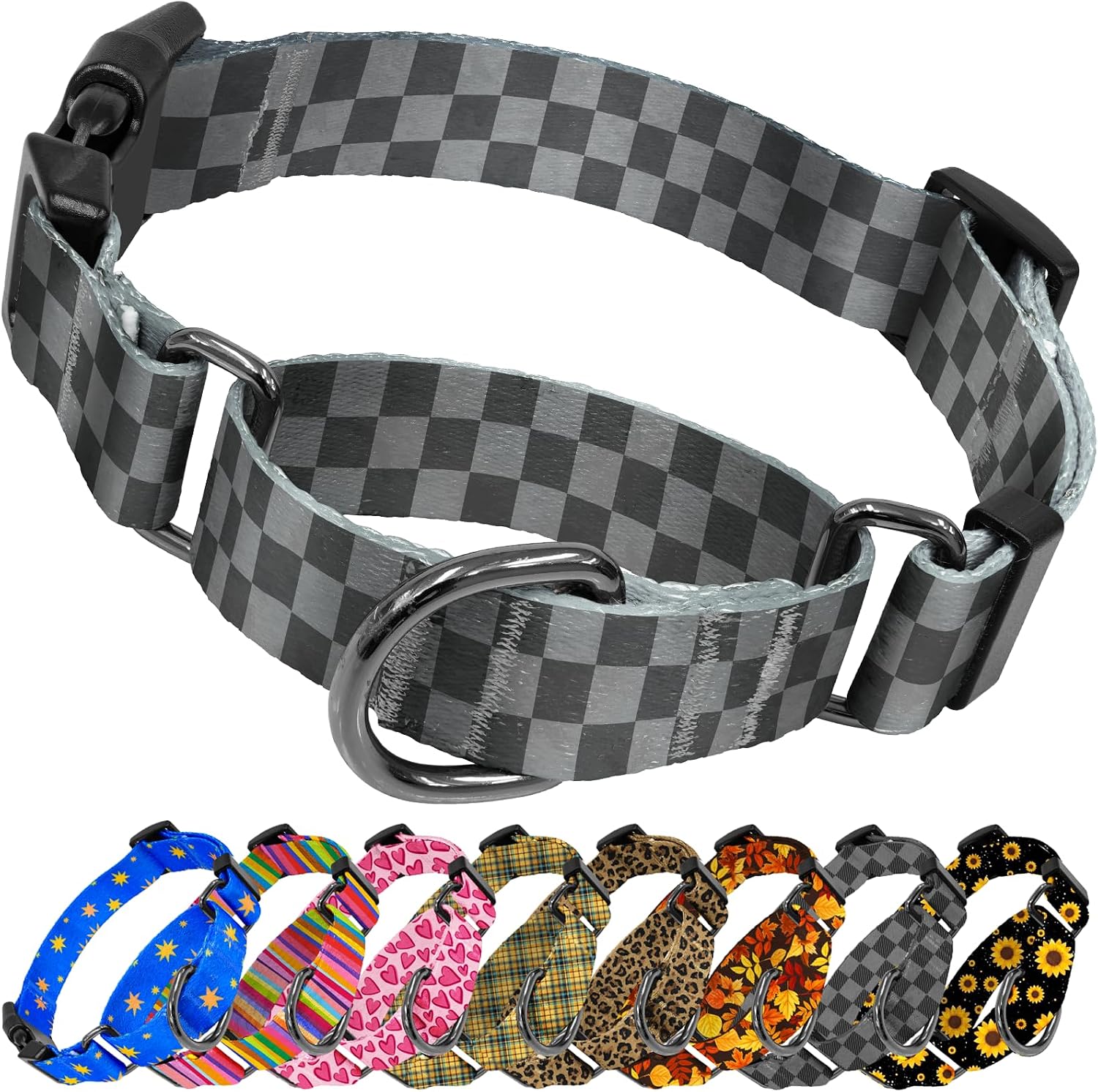 Kazazoo Martingale Collar for Dogs with Quick Release Buckle Adjustable Soft Durable Dog Collar for Medium Dogs No Pull Training Dog Collars-Black Sunflower M - Image 10