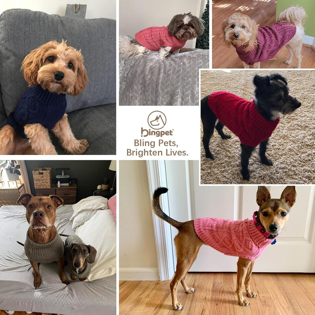 BINGPET classic cable knit jumper displaying the stretchable sleeveless leg openings