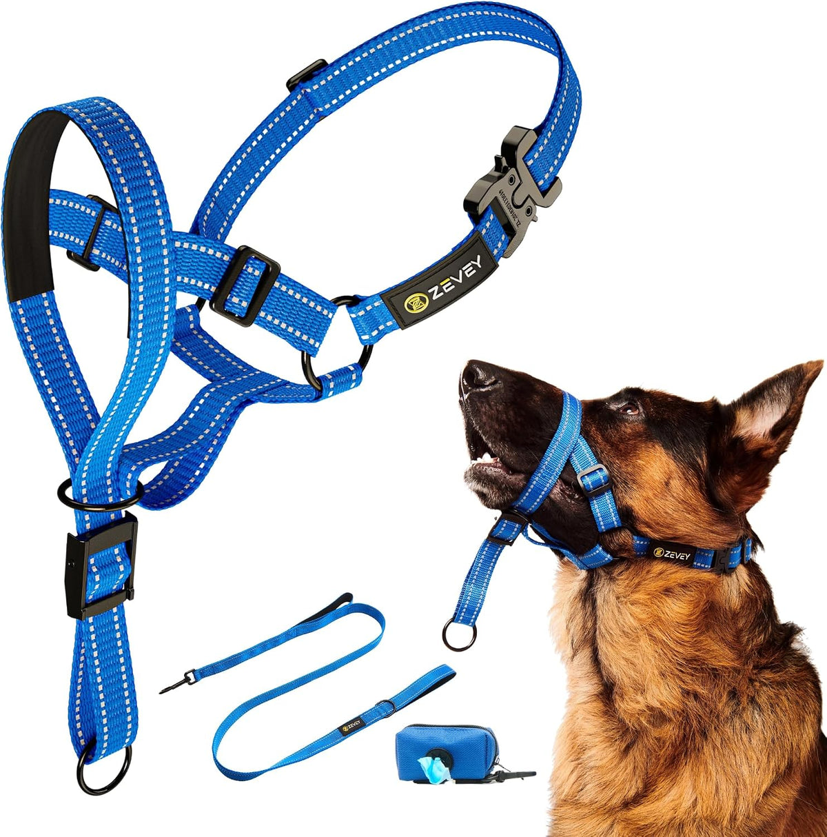 Dog Headcollar With Leash And Safety Strap Stops Heavy Pulling On The Leash Padded Reflective Head Halter For Small Medium Large Dogs Adjustable Head Harness For Training And Walking, (L, Black) - Image 13