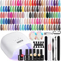 MEFA 42 colors gel nail polish kit front view showcasing polish bottles and UV LED lamp
