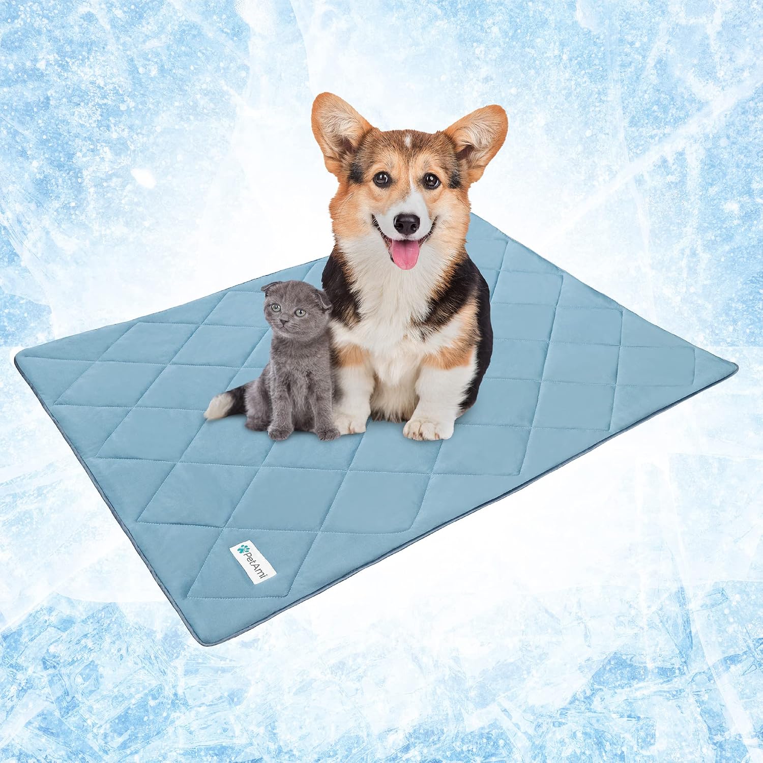 Silky cool-to-the-touch fabric texture detail of the PetAmi puppy blanket.