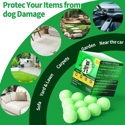Hanging dog deterrent bag on a garden fence